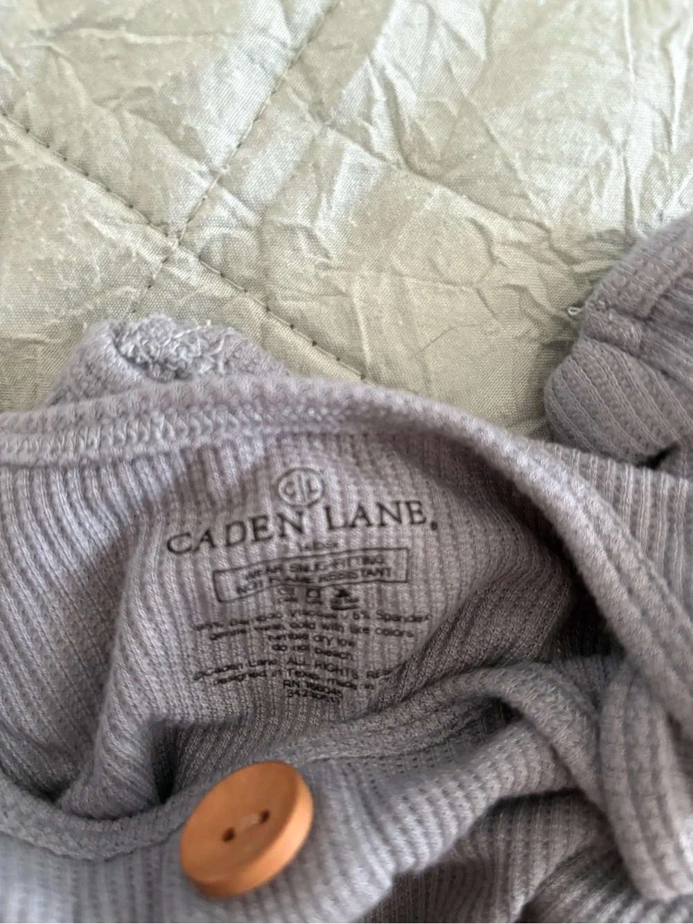 Caden Lane Ribbed Baby Sleep Gown Set - Light Gray